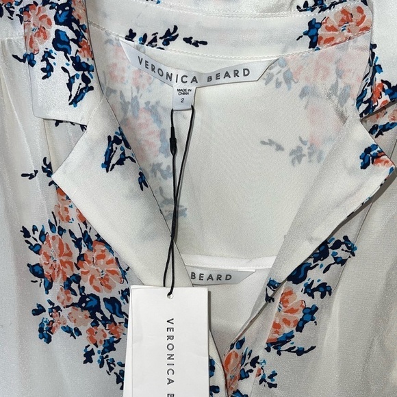 NWT VERONICA BEARD 100% Silk White Floral Meagan Midi Dress Size 2 - Picture 10 of 10
